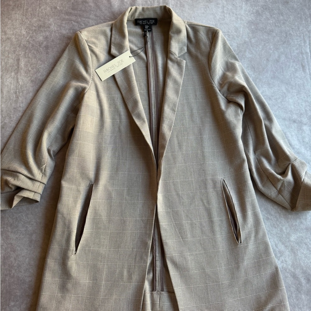 Rachel Zoe Beige Checkered Blazer